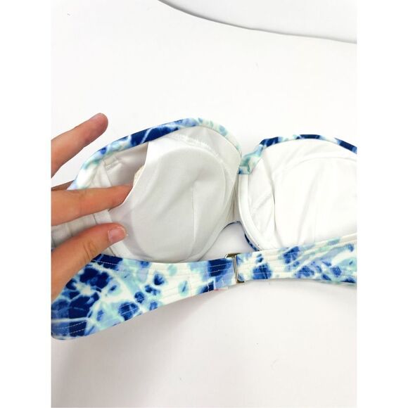 VS Victoria's Secret PINK Tie Dye Bandeau Bikini Top Strapless Blue White Size 3 - Picture 5 of 5